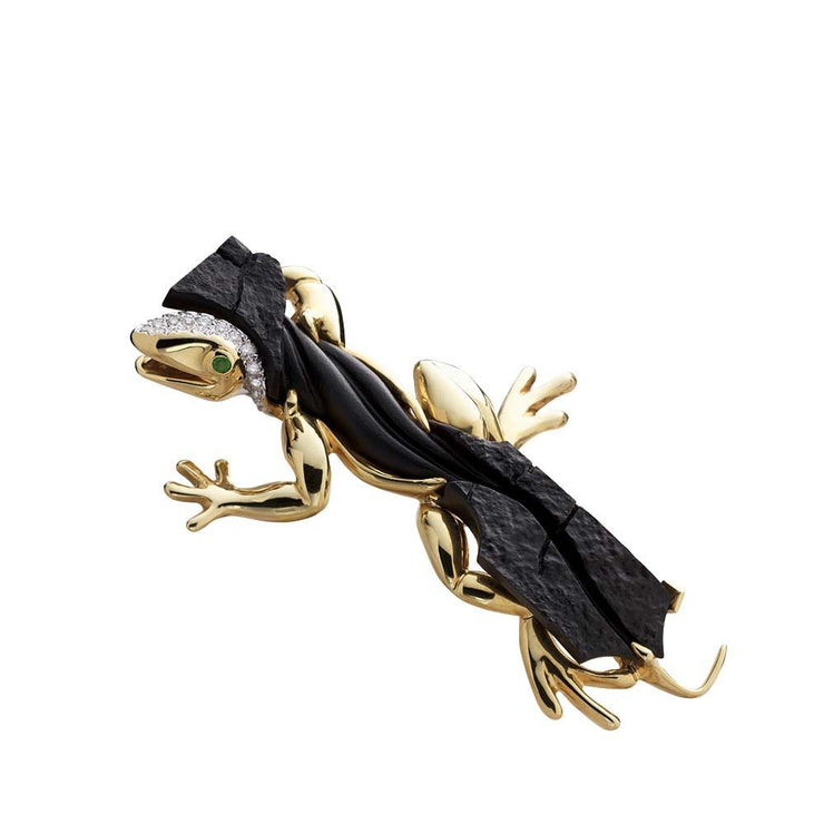 Onyx Lizard Pin