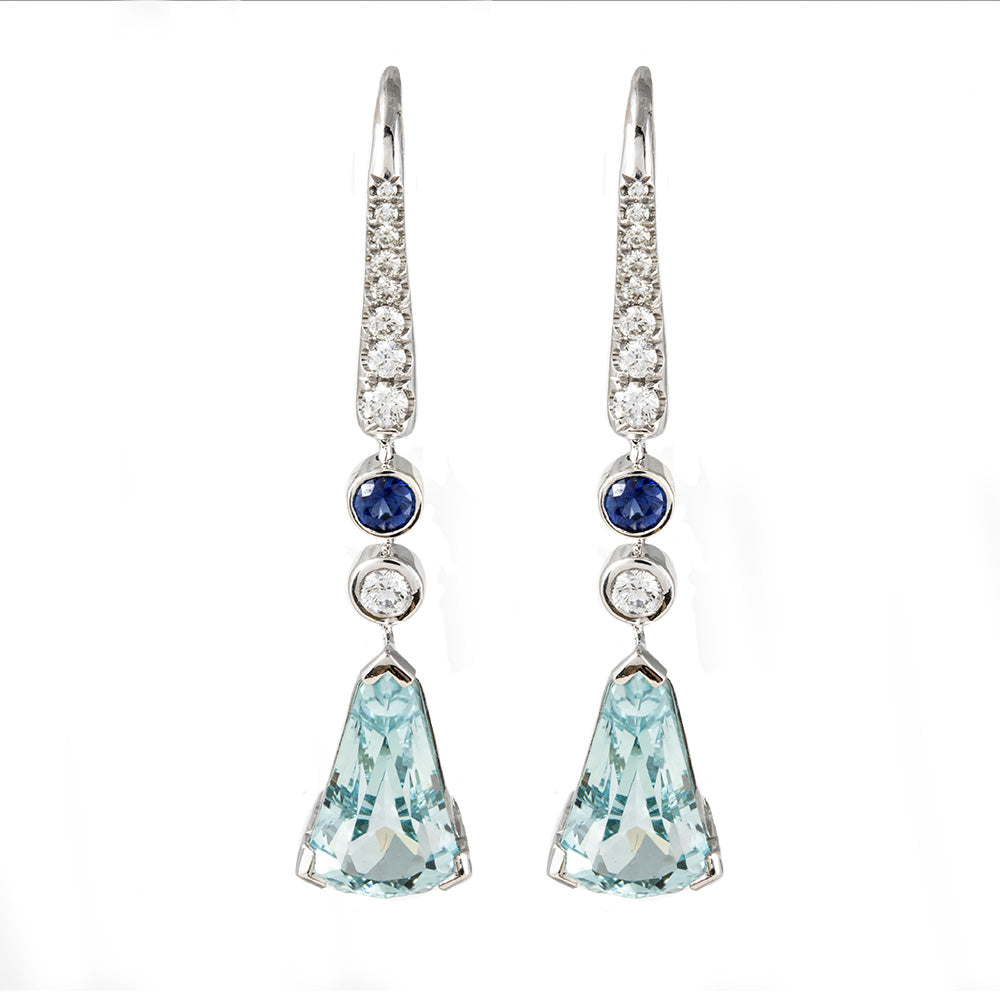 markschneiderdesign Aquamarine and Diamond Dangle Earrings