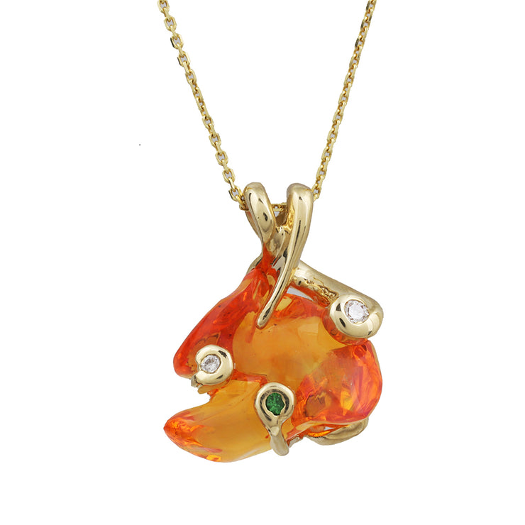 Fire Opal X Pendant