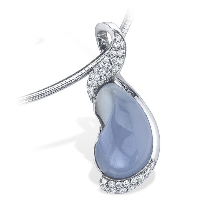 925 Sterling Silver 18k Gold Plated Natural Blue Chalcedony Gemstone Pendant  Necklace. at Rs 1900 | Sitapura Industrial Area | Jaipur | ID: 3805994430